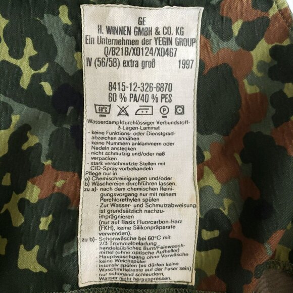 GE H. Winnen GMBH & Co. Waterproof Camouflage Overalls Men's Size 46 - Picture 7 of 9